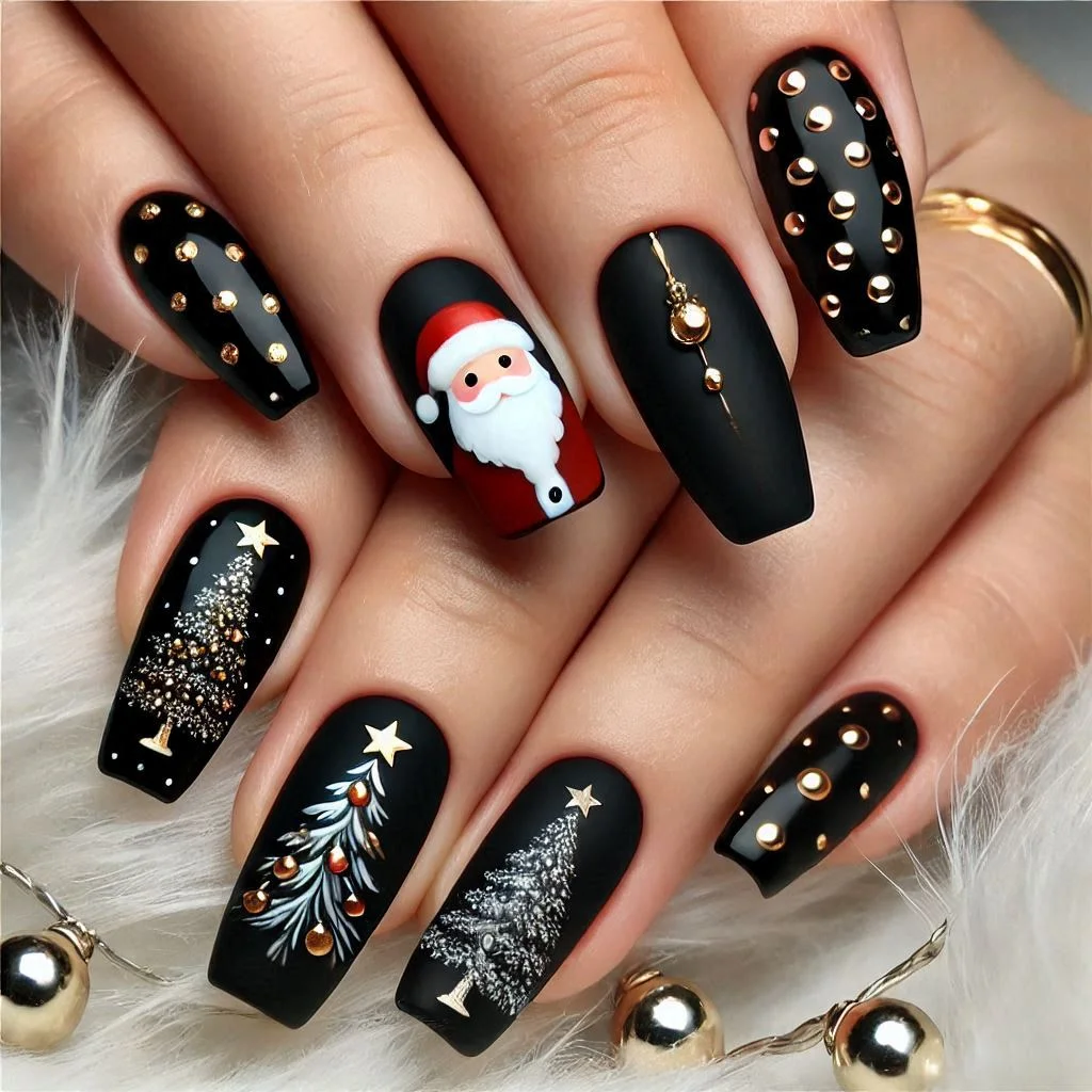 Black Christmas Nails